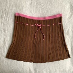 NWT Gimaguas Macondo Brown Pink Knit Tie Mini Skirt